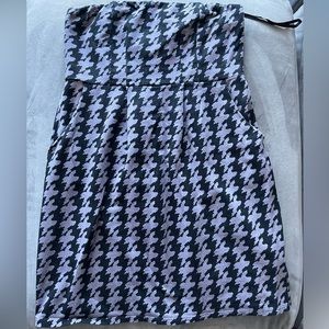 Urban Outfitters y2k strapless mini dress grey black houndstooth w/pockets - L